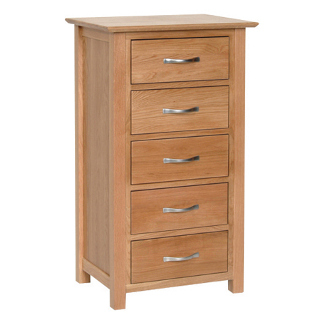 New Oak 5 Drawer Wellington Chest Bedroom Storage Unit