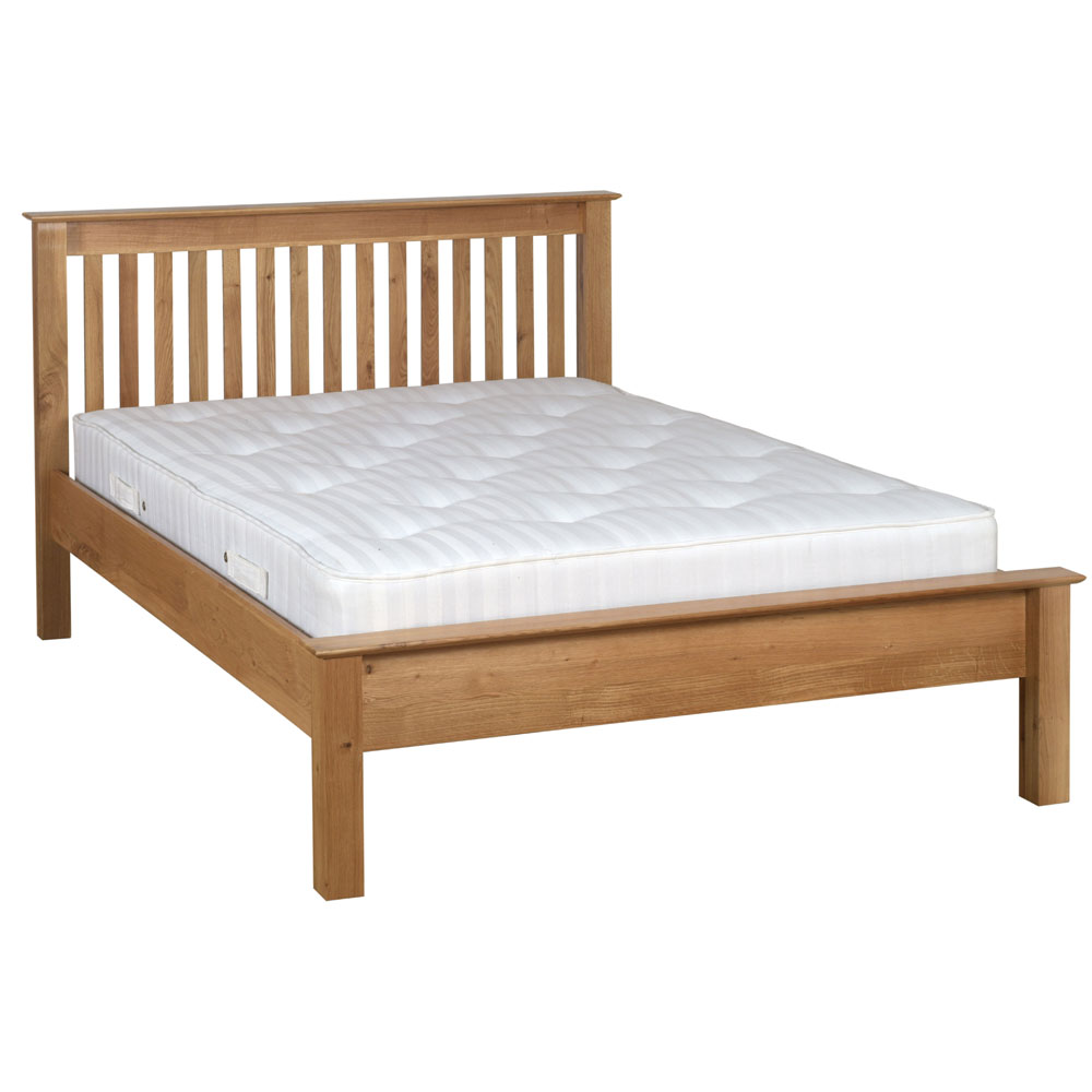 New Oak Double 4ft 6in Slatted Low Foot Bed