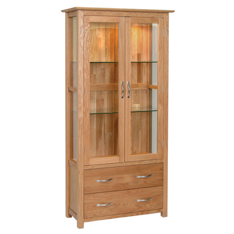 New Oak Glass Display Cabinet