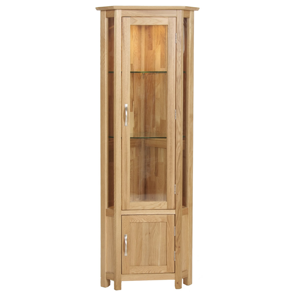 New Oak Corner Glass Display Cabinet