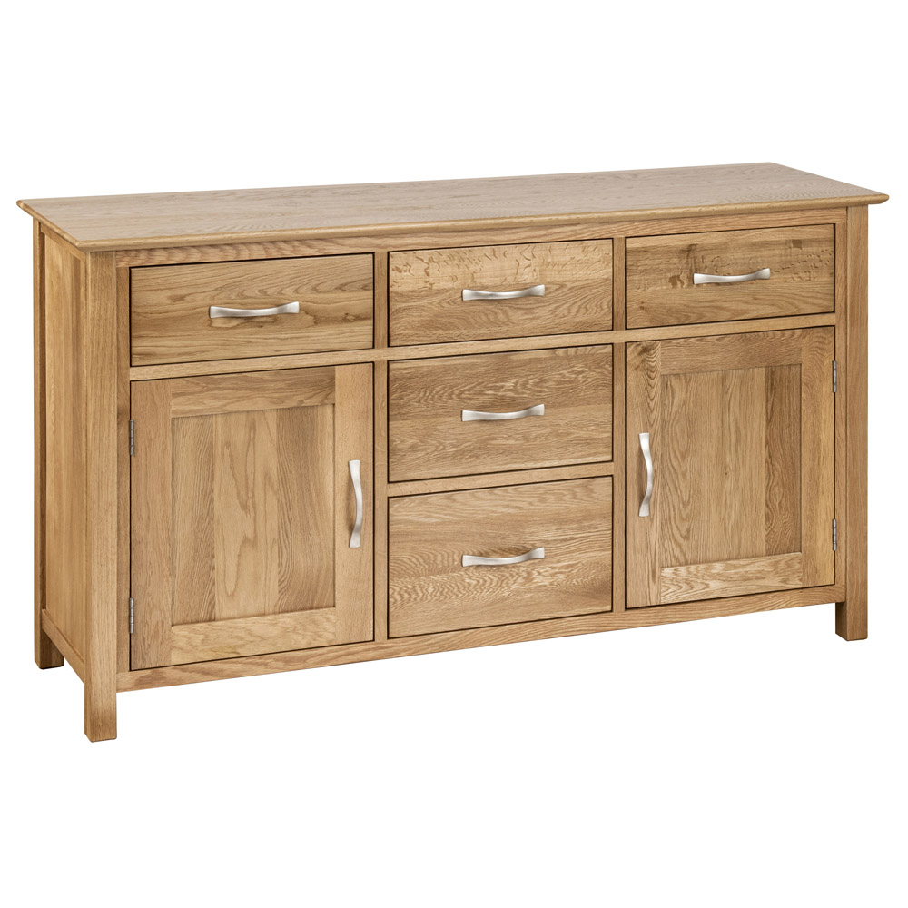 New Oak Large Sideboard 2 Door + 5 Drawer