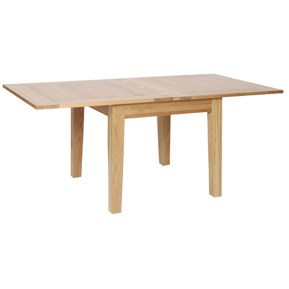 New Oak 3ft Flip Top Extending Dining Table Open